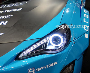 CRYSTAL EYE CCFL SQUID RING PROJECTOR HEADLIGHT V1 WITH BUILT-IN TURN SIGNAL LED (BLACK) FOR TOYOTA 86 ZN6 SUBARU BRZ S001BK