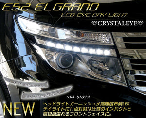 CRYSTAL EYE LED EYE HEADLIGHT GARNISH, SILVER RIM TYPE FOR NISSAN ELGRAND E52 ZENKI E007SI