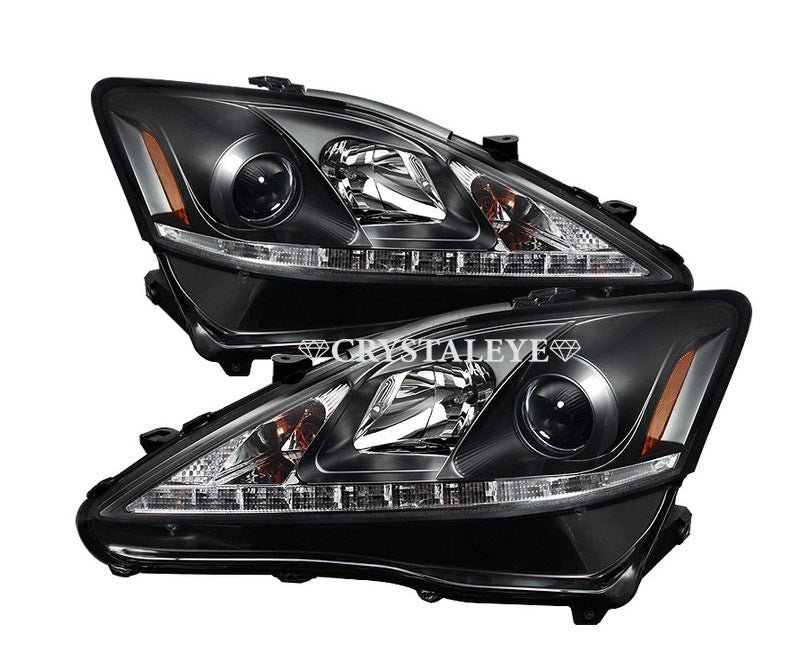 CRYSTAL EYE GSE20 21 25 LATE MODEL L-LINE POSITION BUILT-IN HEADLIGHT, BLACK FOR LEXSUS LEXUS IS 20 EARLY MID-TERM S171BK