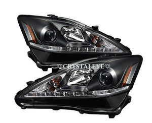 CRYSTAL EYE GSE20 21 25 LATE MODEL L-LINE POSITION BUILT-IN HEADLIGHT, BLACK FOR LEXSUS LEXUS IS 20 EARLY MID-TERM S171BK