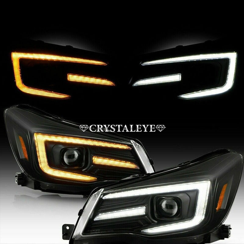 CRYSTAL EYE LED PROJECTOR HEADLIGHTS WITH SEQUENTIAL LED TURN SIGNALS, BLACK FOR SUBARU FORESTER SJ S339BK