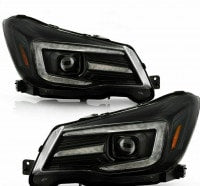 CRYSTAL EYE LED PROJECTOR HEADLIGHTS WITH SEQUENTIAL LED TURN SIGNALS, BLACK FOR SUBARU FORESTER SJ S339BK