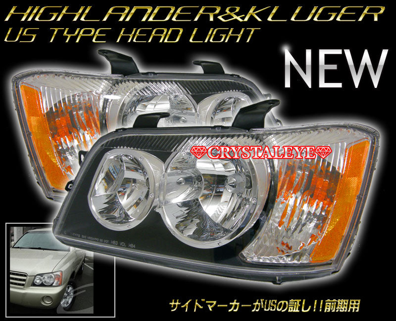 CRYSTAL EYE HIGHLANDER US GENUINE TYPE HEADLIGHT USDM FOR TOYOTA KLUGER ZENKI L033CR