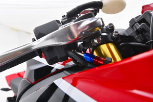 PLOT SWAGE-LINE PRO FRONT BRAKE HOSE KIT BI-PIECE BLACK STAINLESS STEEL FITTINGS CLEAR HOSE FOR HONDA CBR1000RR SP ABS BTP0033FB