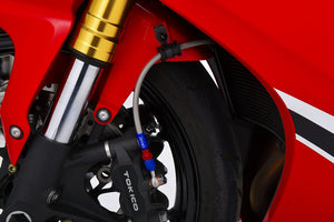 PLOT SWAGE-LINE PRO FRONT BRAKE HOSE KIT BI-PIECE BLACK STAINLESS STEEL FITTINGS CLEAR HOSE FOR HONDA CBR1000RR SP ABS BTP0033FB