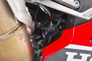 PLOT SWAGE-LINE PRO REAR BRAKE HOSE KIT RED AND BLUE ALUMINUM FITTINGS BLACK SMOKE HOSE FOR HONDA CBR1000RR SP ABS SAPB0033R