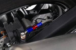 PLOT SWAGE-LINE PRO REAR BRAKE HOSE KIT RED AND BLUE ALUMINUM FITTINGS BLACK SMOKE HOSE FOR HONDA CBR1000RR SP ABS SAPB0033R