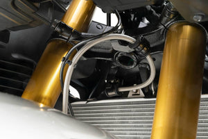 PLOT SWAGE-LINE PRO FRONT BRAKE HOSE KIT BLACK STAINLESS STEEL FITTINGS CLEAR HOSE FOR HONDA CBR250RR BTP0056FS