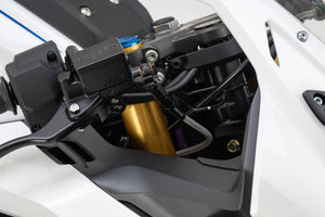 PLOT SWAGE-LINE PRO FRONT BRAKE HOSE KIT BLACK STAINLESS STEEL FITTINGS CLEAR HOSE FOR HONDA CBR250RR BTP0056FS