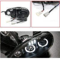 CRYSTAL EYE LED SQUID RING PROJECTOR HEADLIGHTS (BLACK) FOR MAZDA ROADSTER NB J104BK