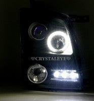 CRYSTAL EYE DIAMOND LED SQUID RING PROJECTOR HEADLIGHTS (BLACK TYPE) FOR MAZDA AZ WAGON MJ21S 22S J121BK