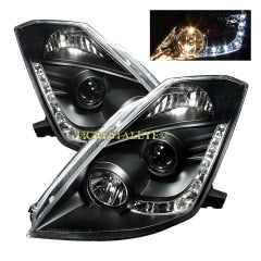 CRYSTAL EYE AUDI TYPE LED PROJECTOR HEADLIGHTS WITH POSITION LIGHTS (BLACK) FOR NISSAN FAIRLADY Z Z33 KOUKI S111BK