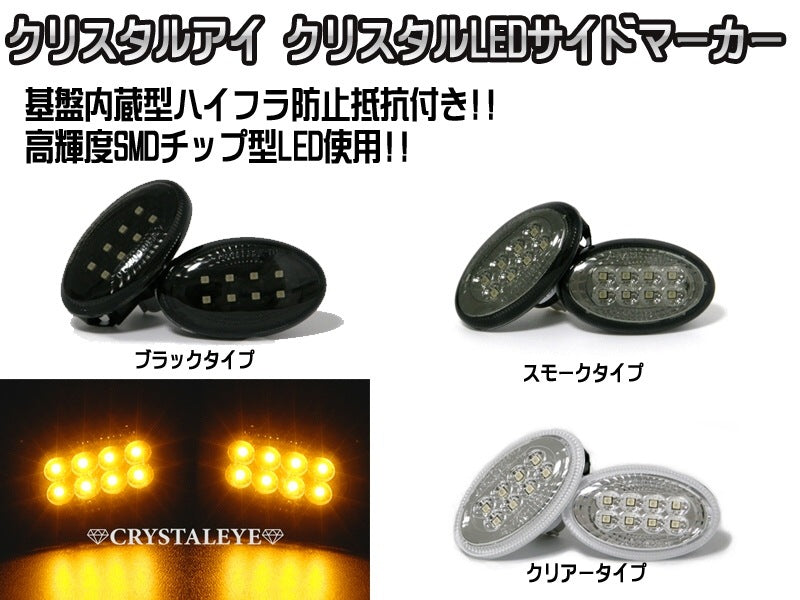 CRYSTAL EYE CRYSTAL LED SIDE MARKER, BLACK TYPE FOR SUBARU VEHICLES CHECK COMPATIBILITY CHART D017BK