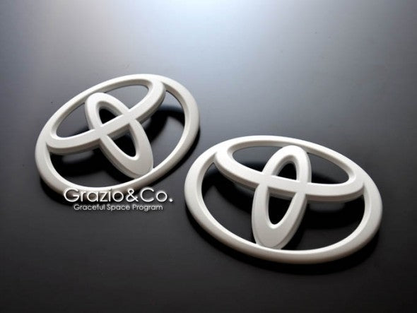 GRAZIO&CO FRONT AND REAR 2 PCS SET T MARK EMBLEM MATT WHITE FOR TOYOTA 86 ZN6 ZENKI EARLY MODEL EMB932MAT-WH