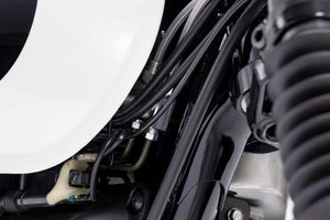 PLOT SWAGE-LINE PRO FRONT BRAKE HOSE KIT BLACK STAINLESS STEEL FITTINGS CLEAR HOSE FOR KAWASAKI W230 BTP0601FS