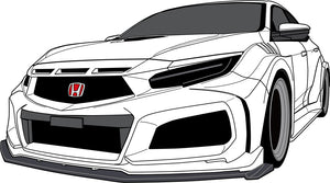 M&M HONDA HYPER WIDE BODY KIT TYPE MR01 MODEL FOR CIVIC FK8 FK7 01010-FK8-MR01