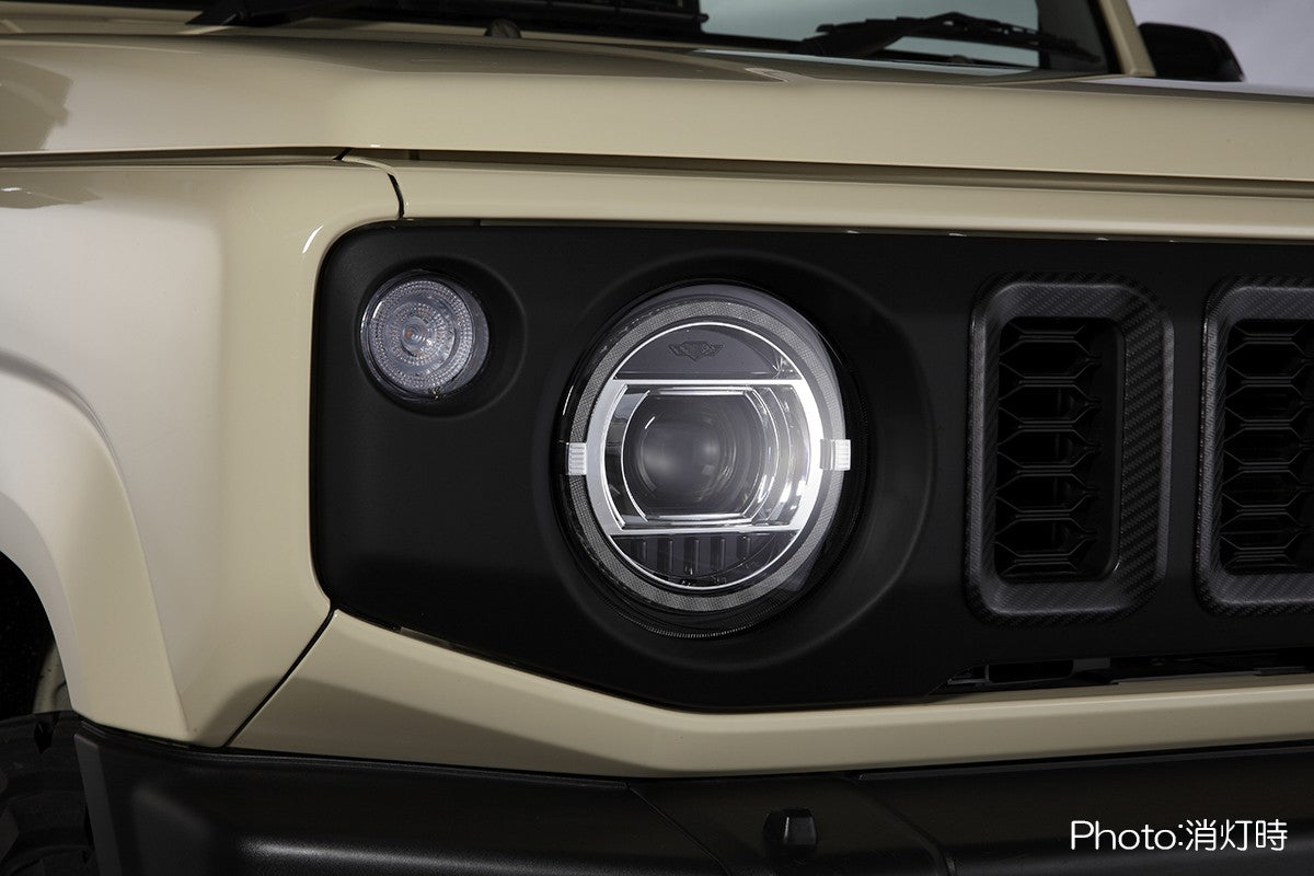 REVIER HEADLIGHT UNIT WITH BUILT-IN LED RING TYPE POSITION LED FOR SUZUKI JIMNY JB64W JB74W HL-SZ18-C-LED--Harness-Converter