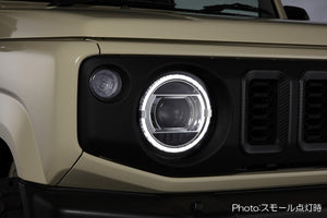 REVIER HEADLIGHT UNIT WITH BUILT-IN LED RING TYPE POSITION HALOGEN FOR SUZUKI JIMNY JB64W JB74W HL-SZ18-C-Harness