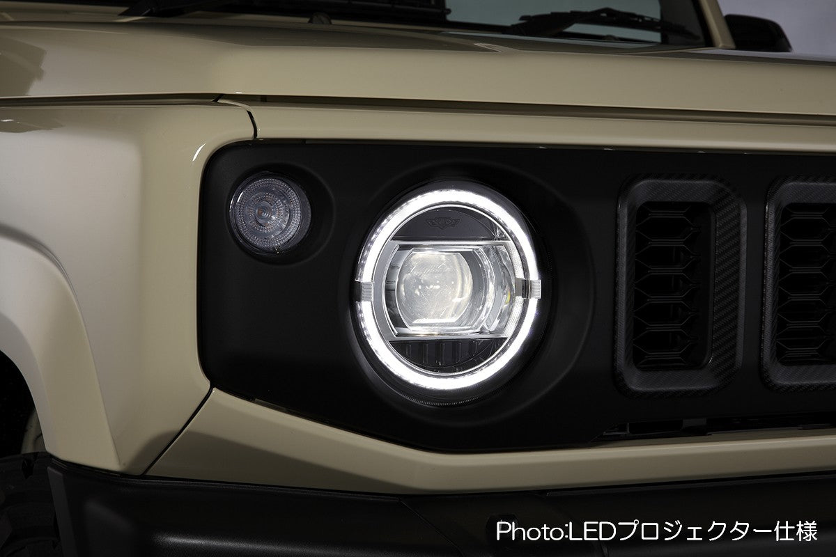 REVIER HEADLIGHT UNIT WITH BUILT-IN LED RING TYPE POSITION LED FOR SUZUKI JIMNY JB64W JB74W HL-SZ18-C-LED--Harness-Converter