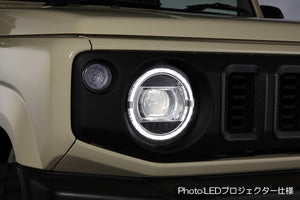 REVIER HEADLIGHT UNIT WITH BUILT-IN LED RING TYPE POSITION LED FOR SUZUKI JIMNY JB64W JB74W HL-SZ18-C-LED--Harness-Converter