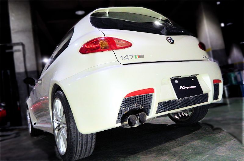KREISSIEG CAT-BACK F1 SOUND VALVETRONIC EXHAUST SYSTEM STAINLESS STEEL FLOATING CURL TAIL SANDBLASTED KSG LOGO MARK FOR ALFA ROMEO 147 GTA AL147GTA-05-STAINLESS