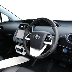 REAL PREMIUM SERIES D SHAPE BLACK CARBON BLACK EURO STITCH STEERING WHEEL FOR TOYOTA MIRAI 10  50P-BKC-BK