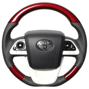 REAL ORIGINAL SERIES D SHAPE RED CARBON BLACK STITCH STEERING WHEEL FOR TOYOTA PRIUS 50  50-RDC-BK