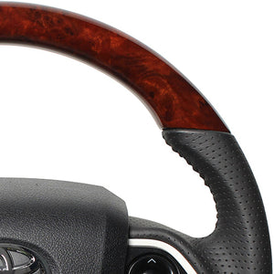 REAL ORIGINAL SERIES D SHAPE BROWN WOOD BLACK STITCH STEERING WHEEL FOR TOYOTA PRIUS 50  50-BRW-BK