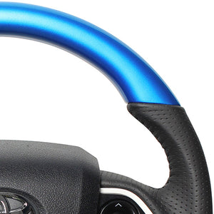 REAL ORIGINAL SERIES D SHAPE PEARL BLUE BLACK STITCH STEERING WHEEL FOR TOYOTA MIRAI 10  50-BLW-BK