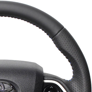REAL ORIGINAL SERIES D SHAPE ALL LEATHER BLUE STITCH STEERING WHEEL FOR TOYOTA MIRAI 10  50-LPB-BL