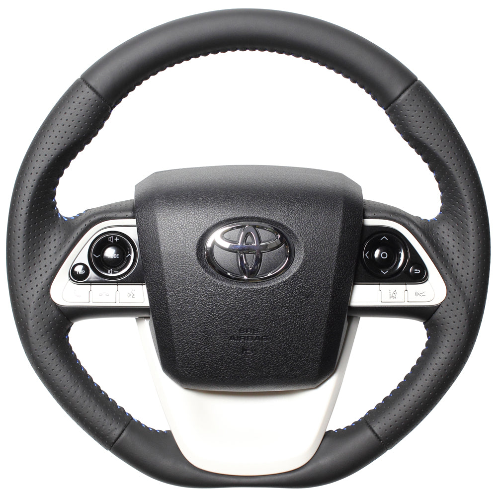 REAL ORIGINAL SERIES D SHAPE ALL LEATHER BLUE STITCH STEERING WHEEL FOR TOYOTA PRIUS 50  50-LPB-BL