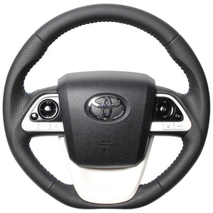 REAL ORIGINAL SERIES D SHAPE ALL LEATHER BLUE STITCH STEERING WHEEL FOR TOYOTA MIRAI 10  50-LPB-BL
