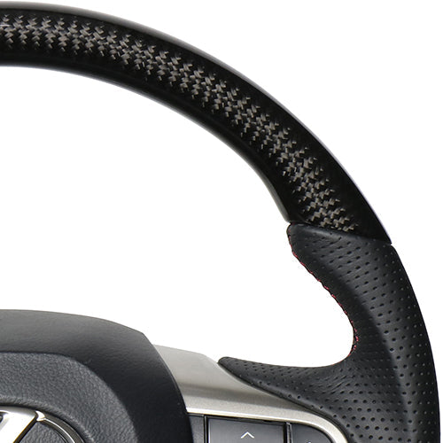 REAL LEXUS SERIES D SHAPE BLACK CARBON & DARK WINE LEATHER DARK WINE X BLACK EURO STITCH STEERING WHEEL FOR LEXUS LX URJ201W  LXA-BKC-DW