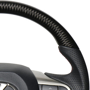 REAL LEXUS SERIES D SHAPE BLACK CARBON & DARK WINE LEATHER DARK WINE X BLACK EURO STITCH STEERING WHEEL FOR LEXUS LX URJ201W  LXA-BKC-DW