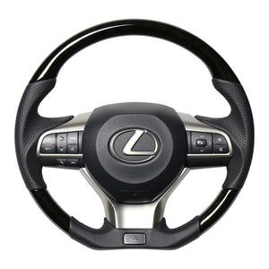 REAL LEXUS SERIES D SHAPE BLACK WOOD BLACK EURO STITCH STEERING WHEEL FOR LEXUS LX URJ201W  LXA-BKW-BK