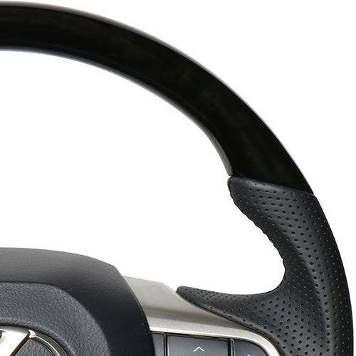 REAL LEXUS SERIES D SHAPE BLACK WOOD BLACK EURO STITCH STEERING WHEEL FOR LEXUS LX URJ201W  LXA-BKW-BK