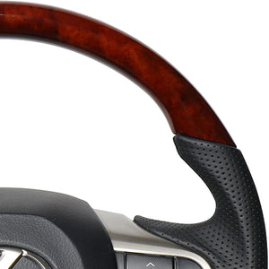 REAL LEXUS SERIES D SHAPE BROWN WOOD BLACK EURO STITCH STEERING WHEEL FOR LEXUS LX URJ201W  LXA-BRW-BK