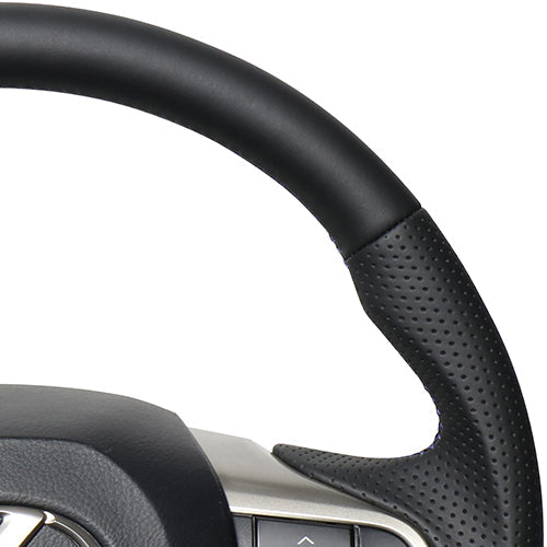 REAL LEXUS SERIES D SHAPE NAPPA ALL LEATHER NAVY X BLACK EURO STITCH STEERING WHEEL FOR LEXUS LX URJ201W  LXA-LPB-BL