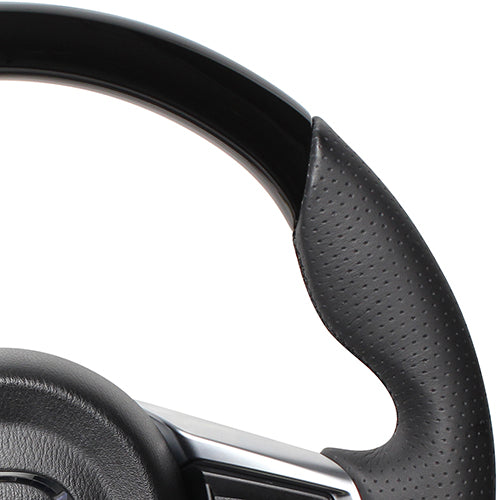 REAL ORIGINAL SERIES GUN GRIP SMALL DIAMETER D SHAPE PIANO BLACK BLACK EURO STITCH STEERING WHEEL FOR MAZDA ROADSTER RF NDERC  MZC-PBW-BK