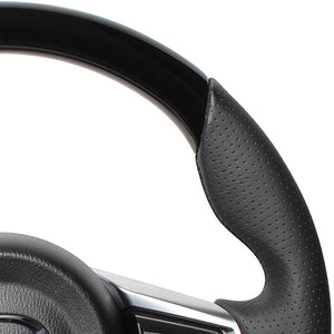 REAL ORIGINAL SERIES GUN GRIP SMALL DIAMETER D SHAPE PIANO BLACK BLACK EURO STITCH STEERING WHEEL FOR MAZDA ROADSTER RF NDERC  MZC-PBW-BK