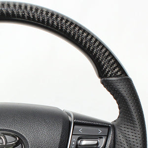 REAL ORIGINAL SERIES ROUND SHAPE BLACK CARBON BLACK STITCH STEERING WHEEL FOR TOYOTA CROWN MAJESTA 210  H30-BKC-BK