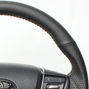 REAL ORIGINAL SERIES ROUND SHAPE ALL LEATHER BLACK STITCH STEERING WHEEL FOR TOYOTA LAND CRUISER 200 : KOUKI  H30-LPB-BK