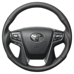 REAL ORIGINAL SERIES ROUND SHAPE ALL LEATHER RED STITCH STEERING WHEEL FOR TOYOTA LAND CRUISER 200 : KOUKI  H30-LPB-RD