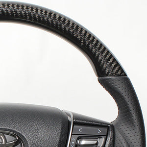 REAL PREMIUM SERIES D SHAPE BLACK CARBON BLACK EURO STITCH STEERING WHEEL FOR TOYOTA CROWN MAJESTA 210  S210-BKC-BK