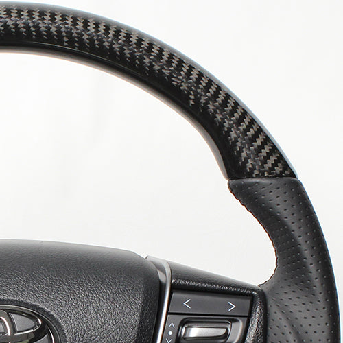 REAL PREMIUM SERIES D SHAPE BLACK CARBON BLACK EURO STITCH STEERING WHEEL FOR TOYOTA VELLFIRE 30  S210-BKC-BK