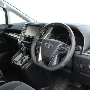 REAL PREMIUM SERIES D SHAPE BLACK CARBON BLACK EURO STITCH STEERING WHEEL FOR TOYOTA CROWN MAJESTA 210  S210-BKC-BK