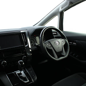 REAL PREMIUM SERIES D SHAPE BLACK CARBON BLACK EURO STITCH STEERING WHEEL FOR TOYOTA VELLFIRE 30  S210-BKC-BK