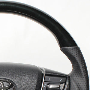 REAL PREMIUM SERIES D SHAPE 38B BLACK WOOD BLACK EURO STITCH STEERING WHEEL FOR TOYOTA CROWN MAJESTA 210  S210-BKW-BK