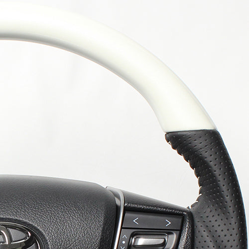 REAL PREMIUM SERIES D SHAPE PEARL WHITE WHITE STITCH STEERING WHEEL FOR TOYOTA ALPHARD 30  S210-WHW-WH