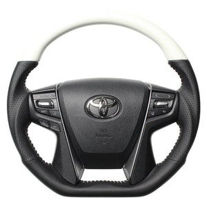 REAL PREMIUM SERIES D SHAPE PEARL WHITE WHITE STITCH STEERING WHEEL FOR TOYOTA ALPHARD 30  S210-WHW-WH